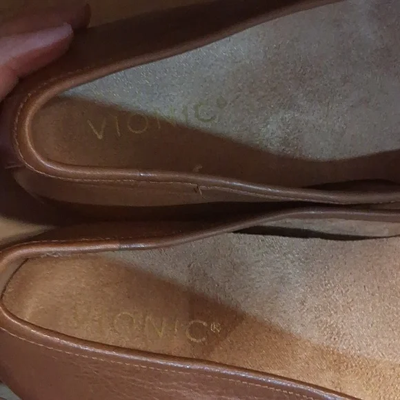 Vionic Brown Leather Slip On Ballet Flats 8 - Picture 4 of 6